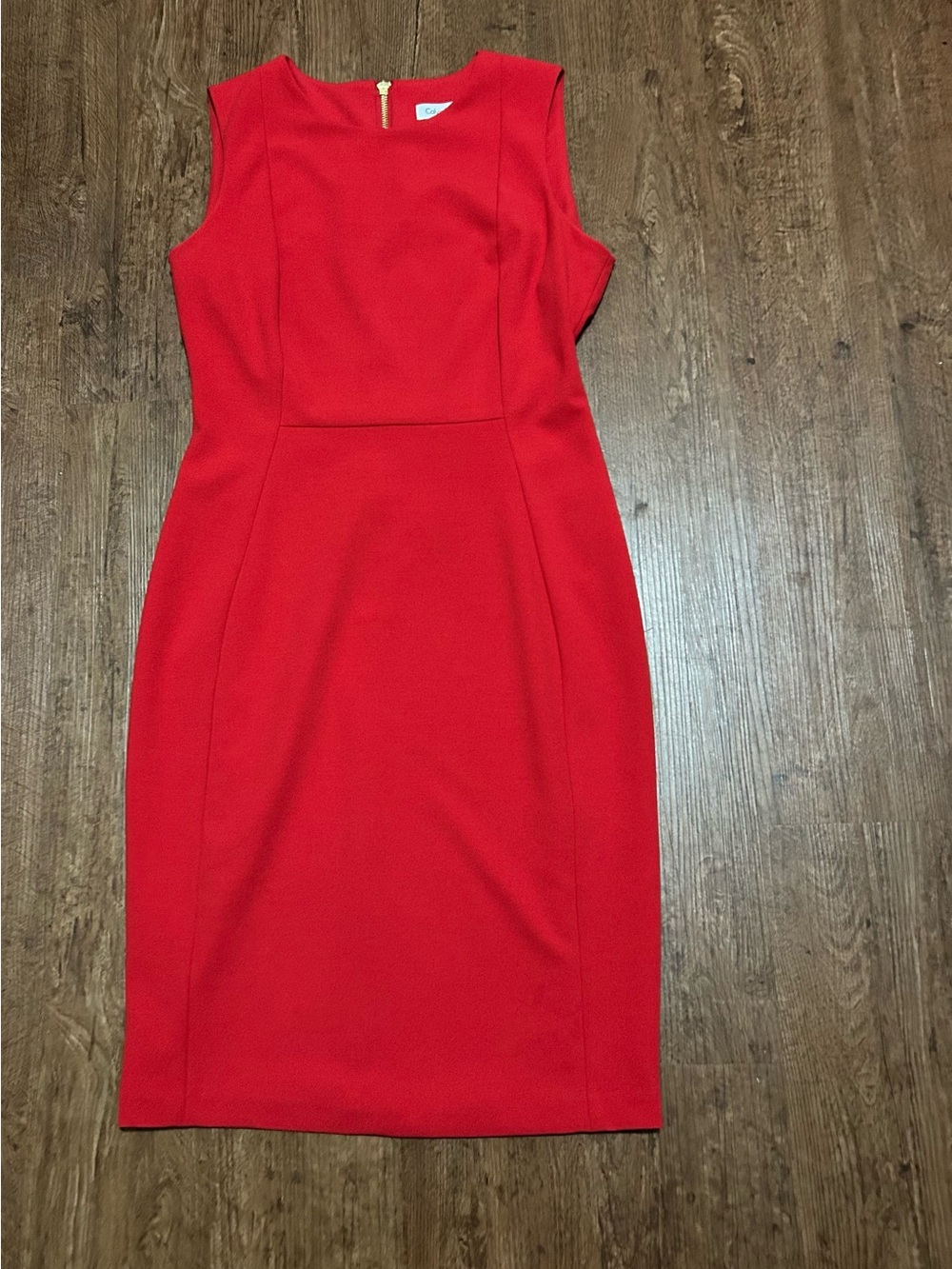 Calvin Klein Sleeveless Red Midi Sheath Dress